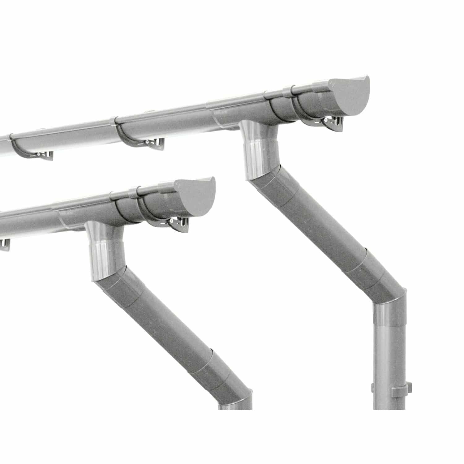 Inefa Dachrinnen Set PVC 2x 6m NW 100 Halbrund Gartenhaus Grau