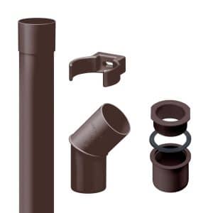 Inefa Fallrohr Set PVC 2m DN 50 Dunkelbraun Optimale Dachentwässerung
