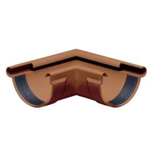 Inefa Rinnenwinkel 90 Grad Außeneck NW 125 Halbrund PVC Braun