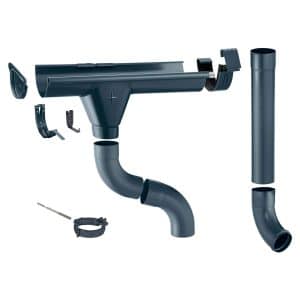 Zambelli Dachrinnen Komplettset 2m 250/ 8 teilig Zink Anthrazit für Gartenhaus