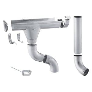 Zambelli Dachrinnen Komplettset 2m 280/ 7 teilig Zink Silber für Gartenhaus
